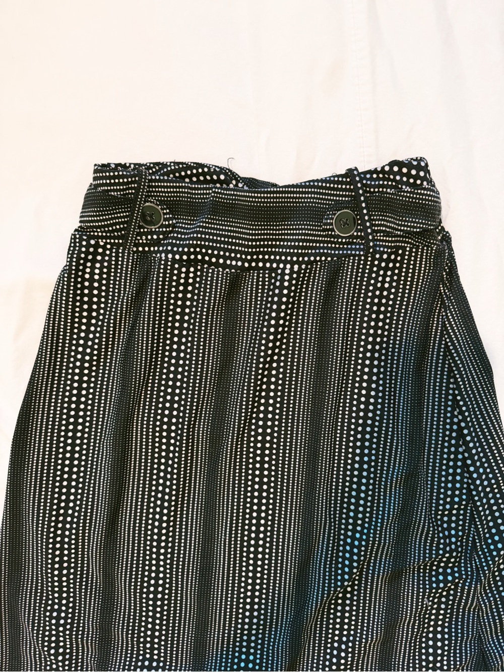 Vintage Black & White Dot-Striped Women's Skirt - Classic A-Line with buttons
